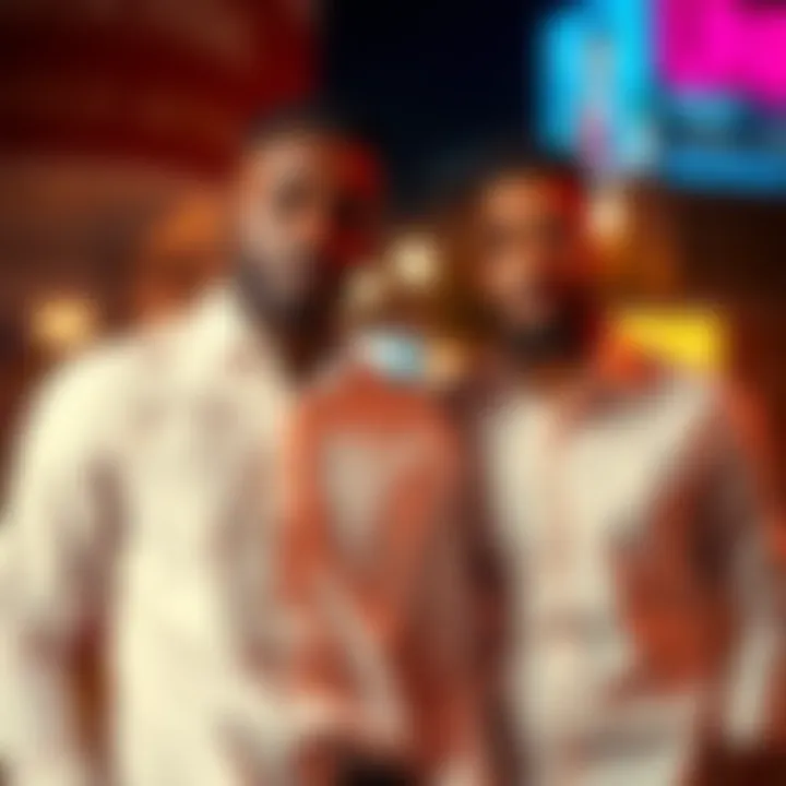 Mauga and Baptiste stand side by side wearing identical shirts, showcasing their shared style and connection.