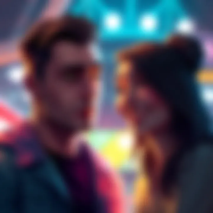 Max looking confused about Amanda Max shows a puzzled expression while looking at Amanda who is smiling ambiguously, indicating mixed signals in their relationship.