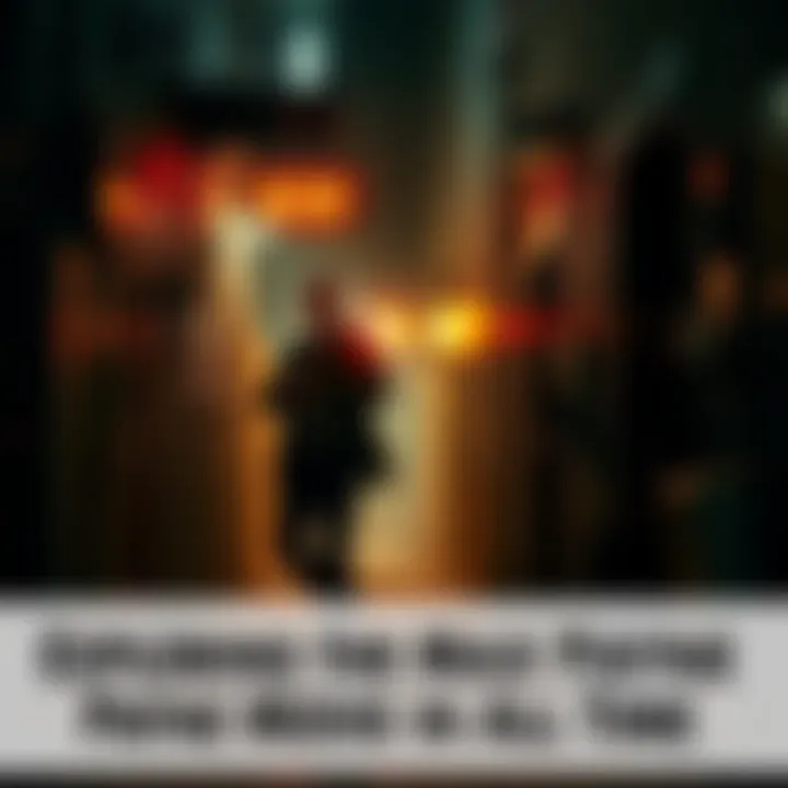 A dramatic scene featuring a gritty mobster in a dark alley, showcasing intense gunplay and action in slow motion.