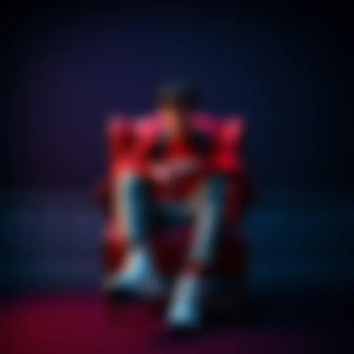 A character named Max seated on a chair, highlighting its unique color that references Twin Peaks.