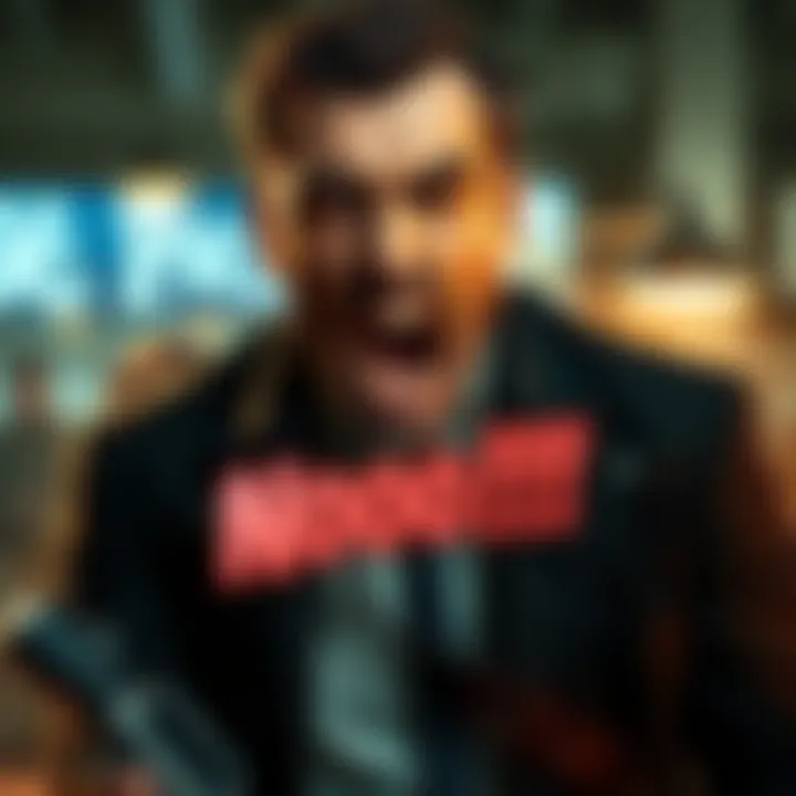 Max Payne character expressing intense emotion with the iconic line 'Nooo!!!' in a dramatic scene