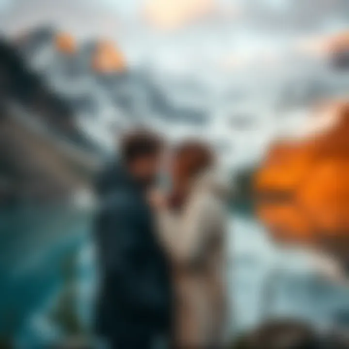 Maya Higa Engagement in Alaska Maya Higa and her partner celebrating their engagement against a beautiful Alaskan backdrop