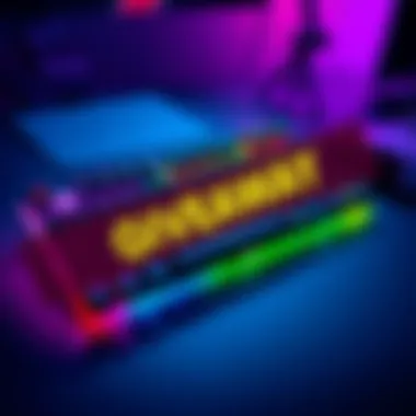 A colorful keyboard featuring the MCHOSE Ace75 design with a giveaway banner over it