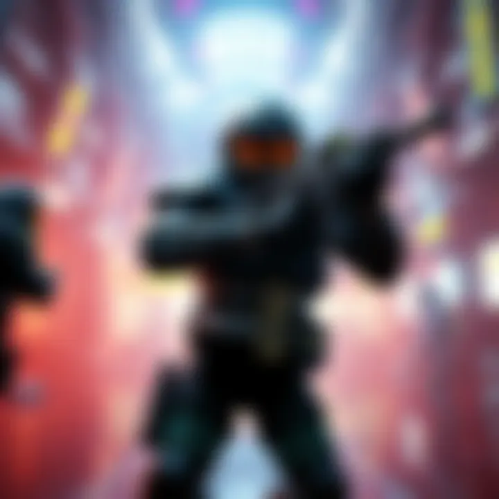 Character in a sci-fi setting, armed and ready for action in a vibrant environment, representing the game MDK.