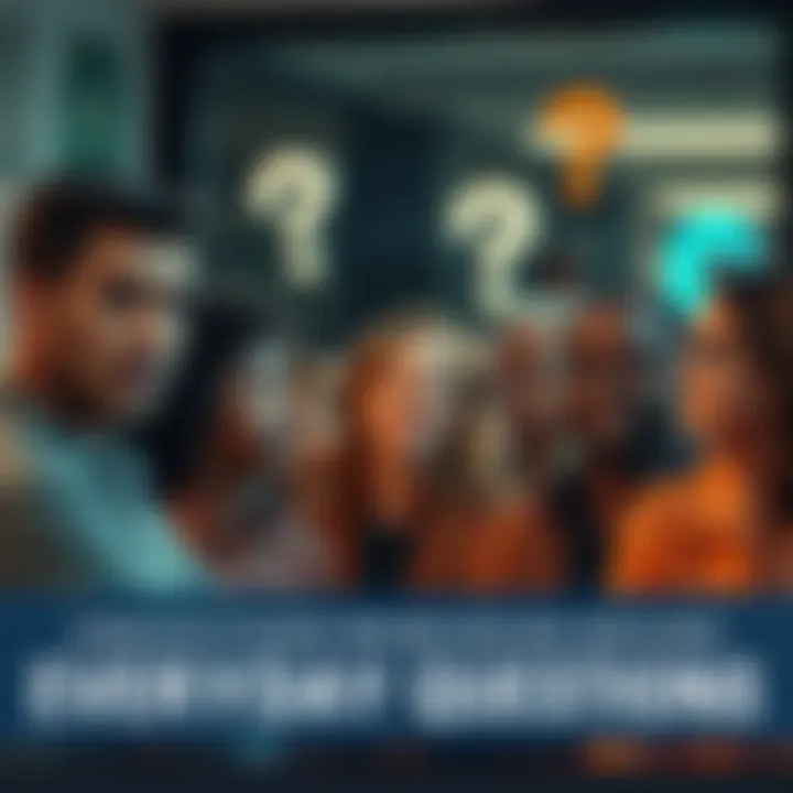 A group of diverse people in conversation, pondering the meanings of common phrases, with question marks symbolizing uncertainty around them.