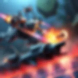 A mech pilot engaged in strategic combat on a timeline grid in Nitro Gen Omega, showcasing customization and action