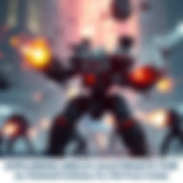 A powerful mech in combat mode firing weapons at enemies in a futuristic environment