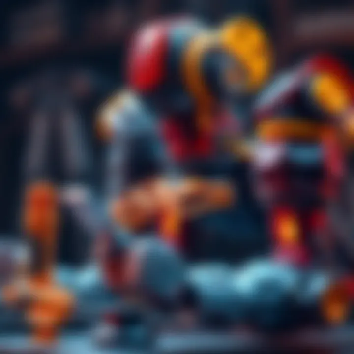 A player customizing a mech robot with various parts and colors, showcasing creativity and engineering skills.