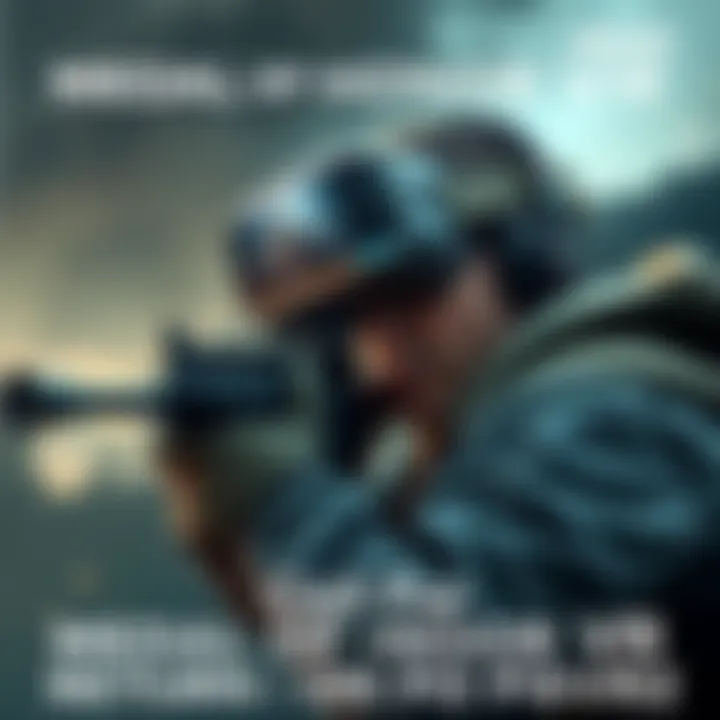 A person wearing a VR headset, immersed in a realistic war environment while playing Medal of Honor VR, aiming a weapon with intense focus.