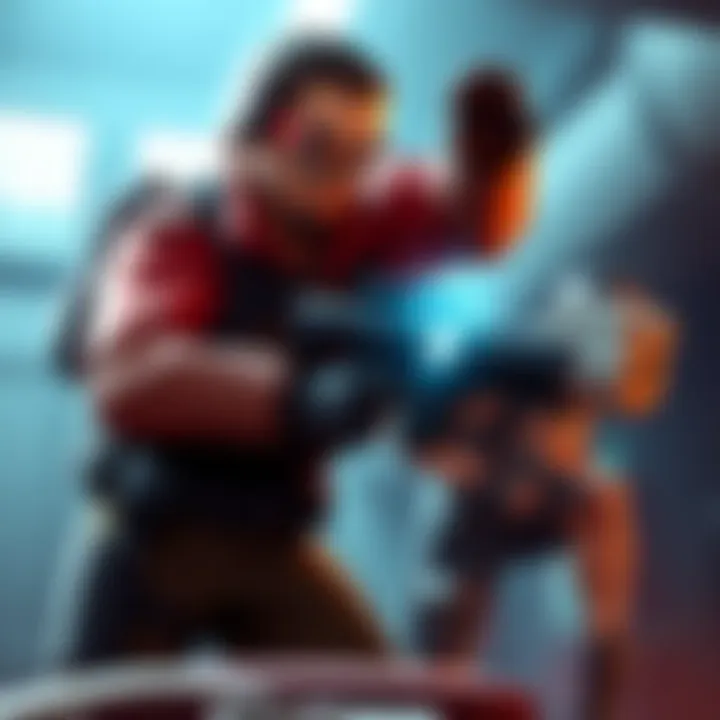A Medic character in Team Fortress 2 healing a teammate with a Medigun in a game setting