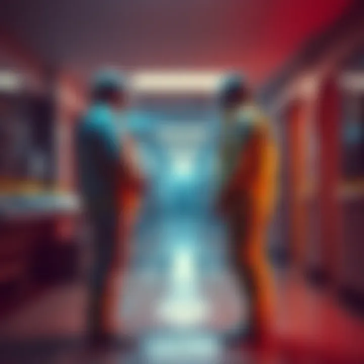 Two level 999 medics standing apart in a healthcare setting, looking frustrated and not communicating, illustrating a lack of teamwork.