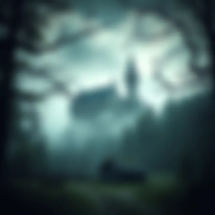 Medieval Horror Game Scene An eerie medieval landscape with a dark, misty forest and a haunted castle in the background, creating a chilling atmosphere for a survival horror game.