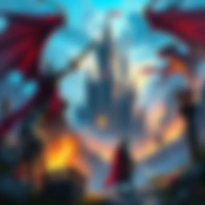 A colorful medieval fantasy game scene with knights, dragons, and castles, capturing the adventurous spirit of RPGs.