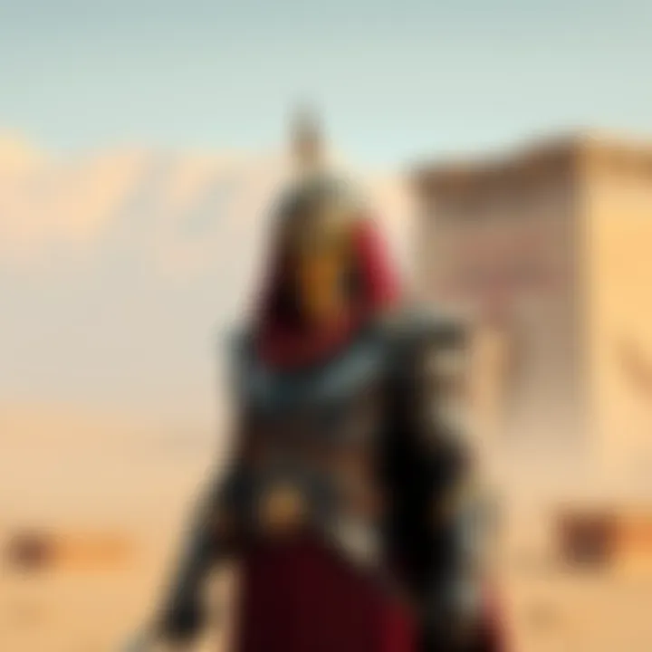 Medjay Protector of Siwa A representation of the Medjay Protector, showcasing ancient armor and symbols of protection, set against a backdrop of Siwa's desert landscape.