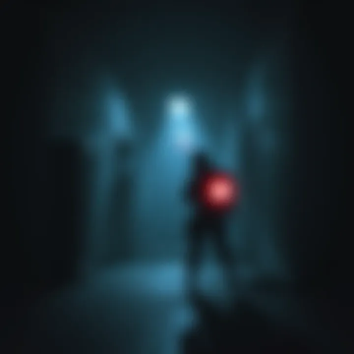 A player searching for a medkit in a dark corridor of Alien Isolation, with the game’s eerie atmosphere surrounding them.