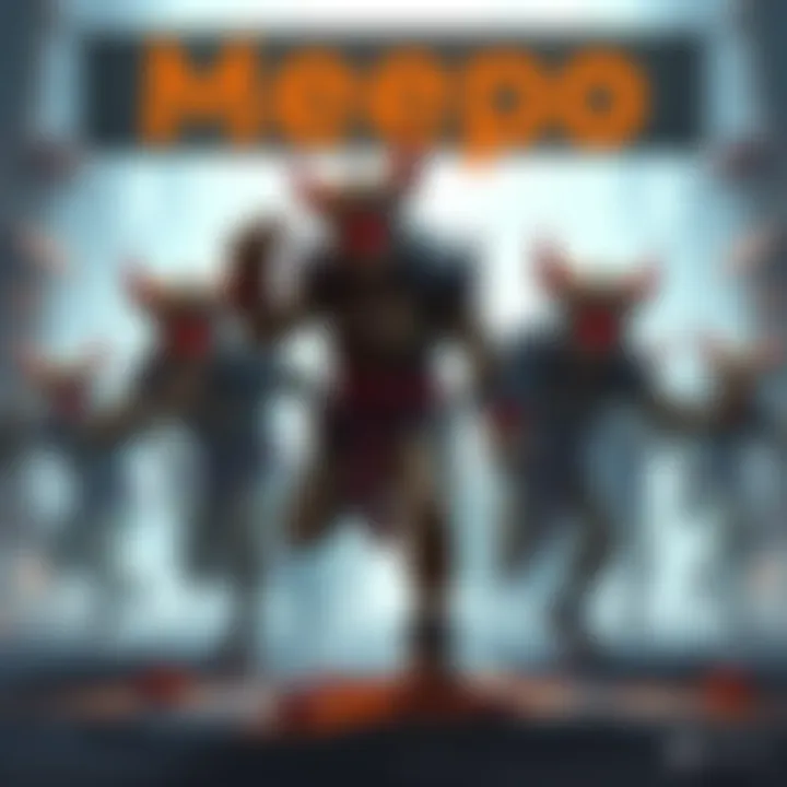 Meepo standing confidently with his clones in a Dota 2 environment, showcasing his agility and strength within the game.