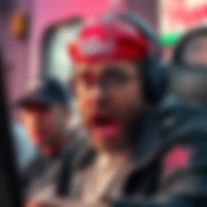 MeesterKeem reacts in surprise during a live stream as Dr. Pepper Guy interrupts with a comical expression.