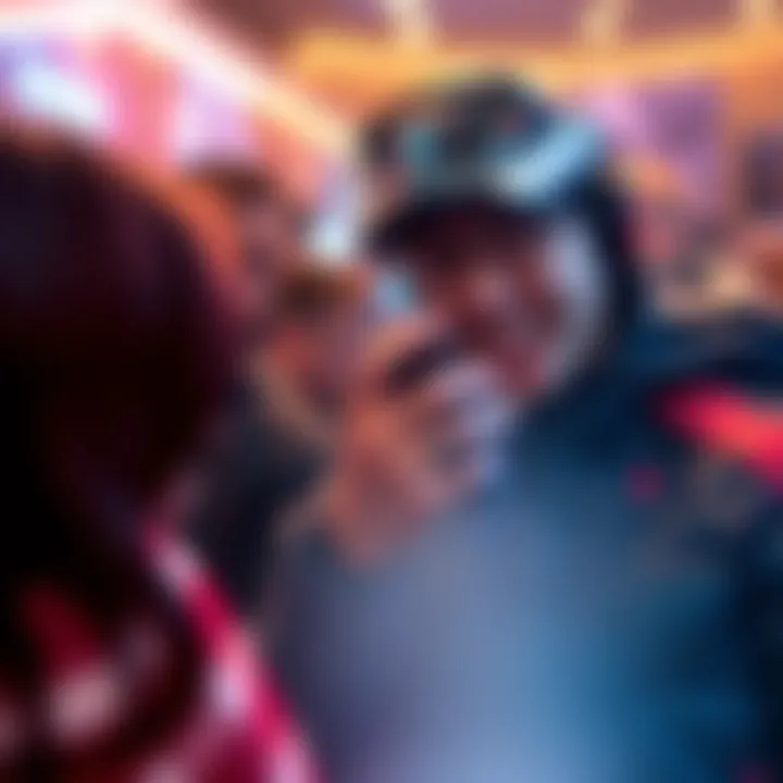 A surprised fan meets game designer Hideo Kojima at an event.