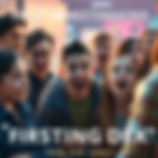 A group of people with excited expressions as they meet Dex for the first time, showcasing varied reactions of surprise and curiosity.