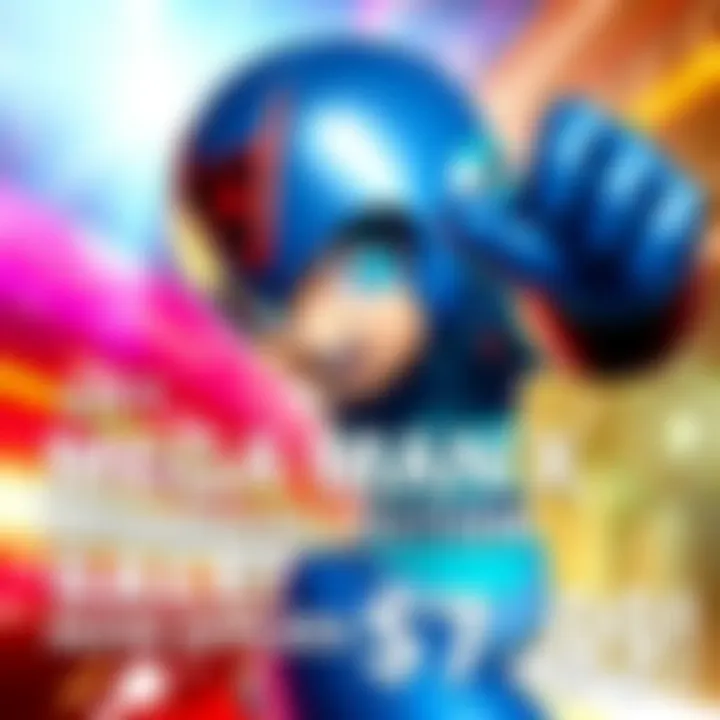 Mega Man character in action with a colorful background promoting the game collection sale