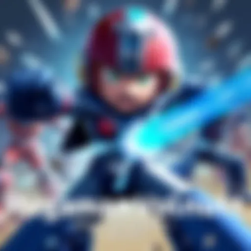 Megaman Volnutt battles enemies with a determined expression and dynamic pose, showcasing his new abilities.