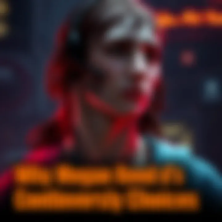 Megan Reed looking conflicted with dark gaming background, reflecting her controversial decisions and impact on the storyline