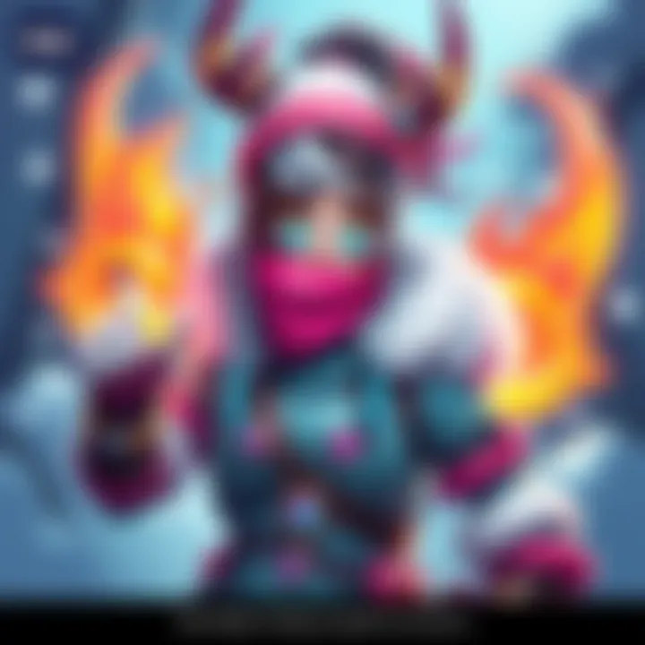 A colorful depiction of the Mei character in her new Mythic skin, showcasing vibrant outfits and accessories inspired by winter themes.