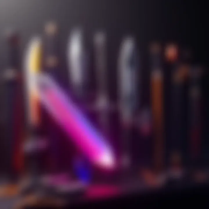 A display of melee weapons such as swords and axes, highlighting their lack of electric enhancement compared to firearms like shotguns and pistols.