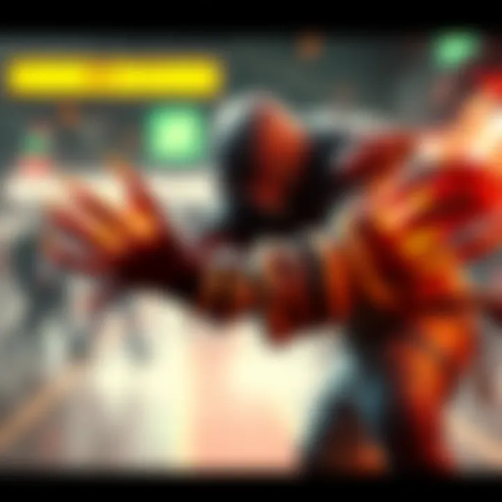 A character using Claws Out in a combat stance, showcasing melee attack movement with visible Red core stats effect on damage