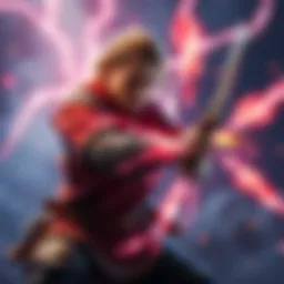 A character preparing for melee combat using arc powers, showcasing energy effects and a focused stance.