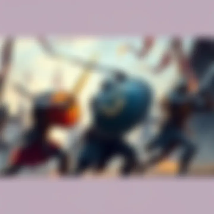 Players battling with medium shields and swords in a game, showcasing the imbalance in melee combat.