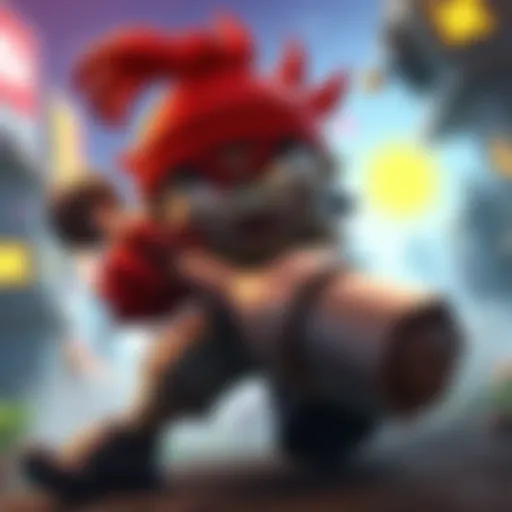 A cartoon-style melee-only grunt enemy with a comical expression, wielding a large club and charging forward in a vibrant game-like setting.