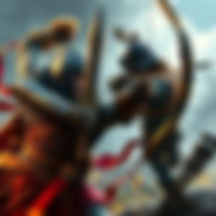 A warrior wielding a sword in close combat faces an archer aiming from a distance, illustrating the choice between melee and ranged weapons in RPGs.