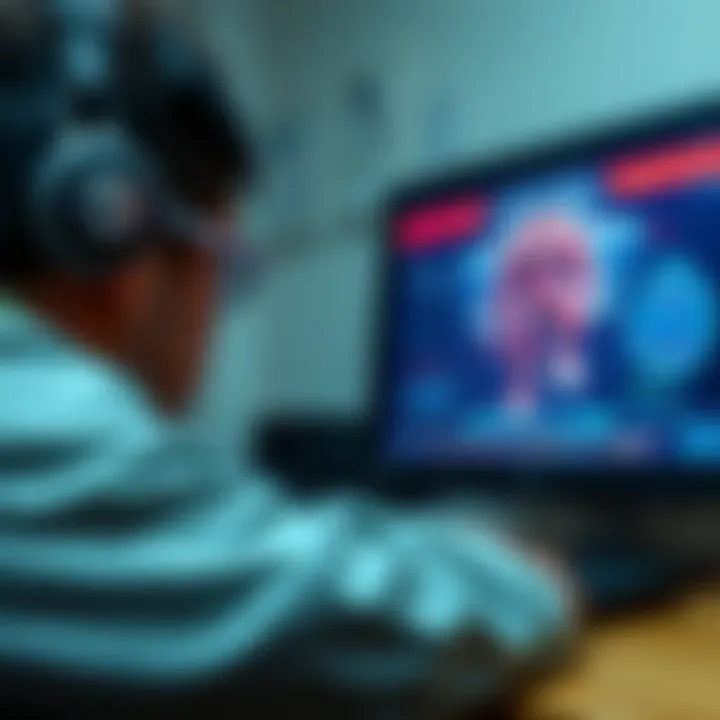 A gamer looking at a computer screen displaying the Enhanced version of BL1, showing signs of memory leak problems with graphics glitches and performance issues.