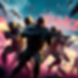 A group of characters engaged in intense combat, showcasing weapons and tactical skills in a vibrant gaming environment.