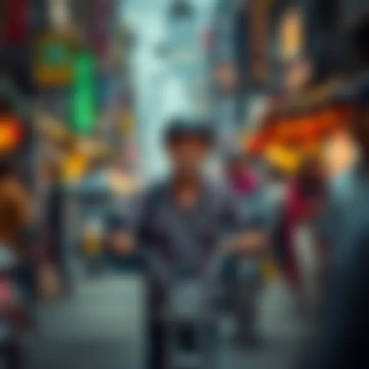 A local merchant moving quickly through a crowded street, raising concerns among nearby residents.