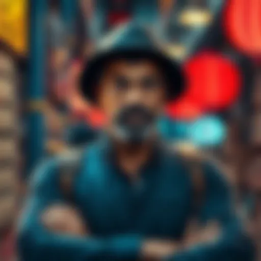 A confident merchant stands firm, rejecting a business deal with a serious expression, signaling readiness for negotiations.