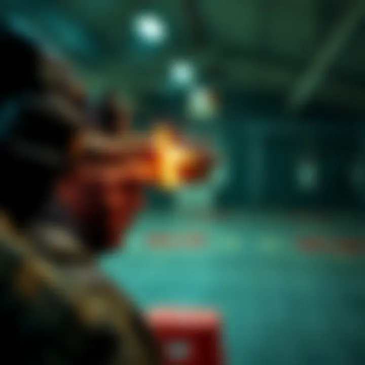 Merciless gun in action Close-up of the Merciless gun being fired at a shooting range