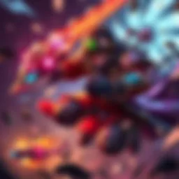 Merciless Weapon in Action A character using the Merciless weapon, showcasing its damage output against enemies, with colorful effects from buffs like Fortune's Favour.