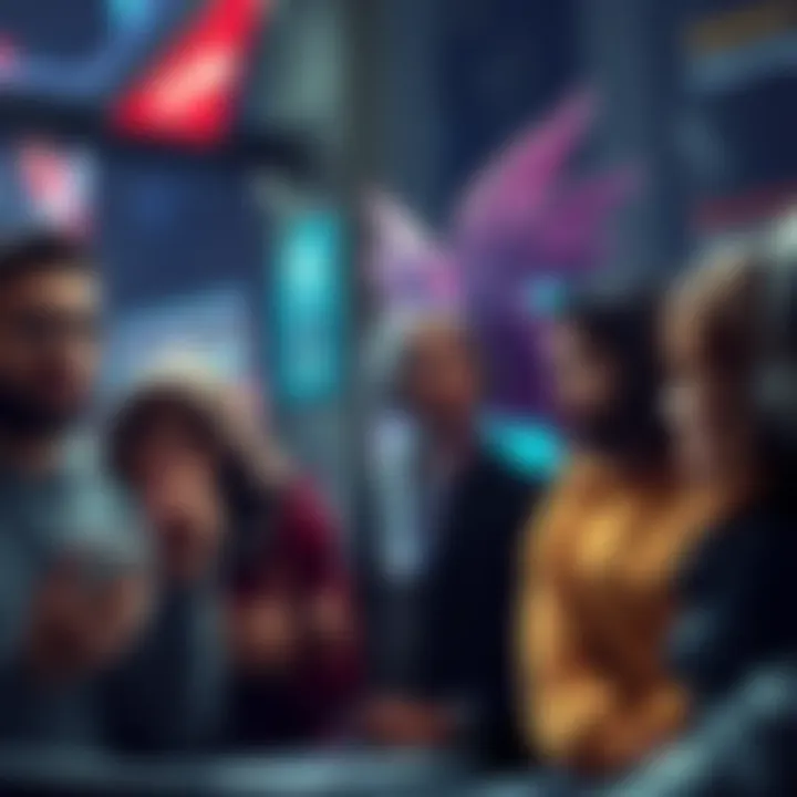 A group of gaming fans discussing the character Mercy's ban, showcasing mixed reactions and expressions of disagreement.