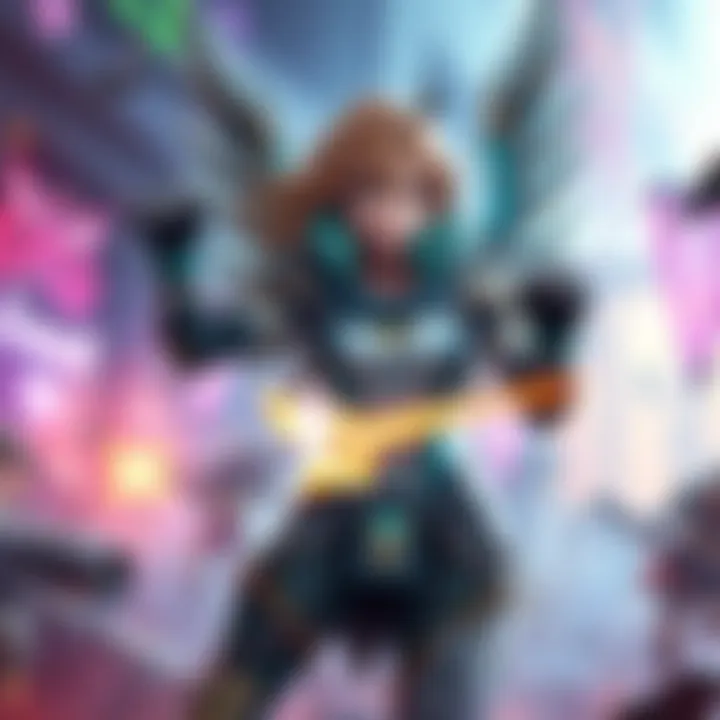 Mercy character in action Mercy using her abilities to support teammates in a vibrant game setting