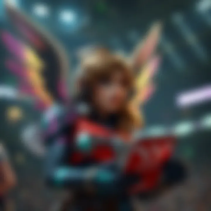 Mercy character engaging with players about ability power strategies in a stadium setting