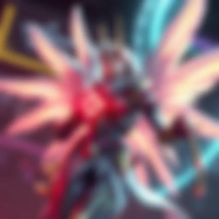 A Mercy character from a popular game shown healing teammates in a competitive gaming setting on PC.