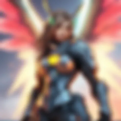 A detailed look at the character Mercy from Overwatch, showcasing her current abilities and potential updates for her gameplay, including a better pistol and a dash ability.
