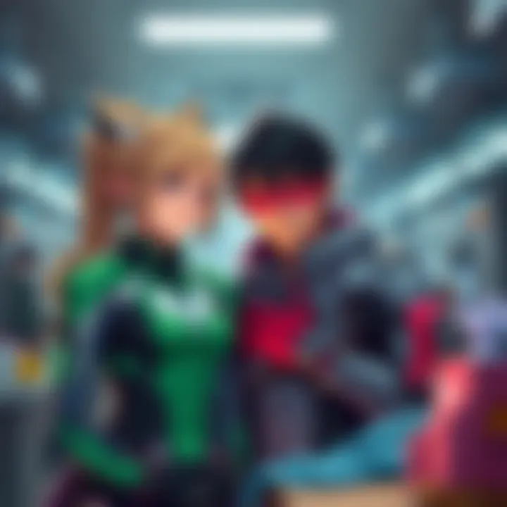 Mercy and Genji in a heated discussion Mercy looks concerned while Genji expresses frustration in a busy medical bay