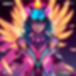 Art illustration of Mercy character from the OWCS skin campaign with vibrant colors and design elements representing community support.