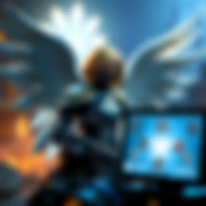 A PC player optimally using Mercy's abilities in a game, showcasing key settings on the screen