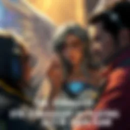 A character named Mercy is healing teammates in a gameplay scene, showing frustration on the faces of other players around her.