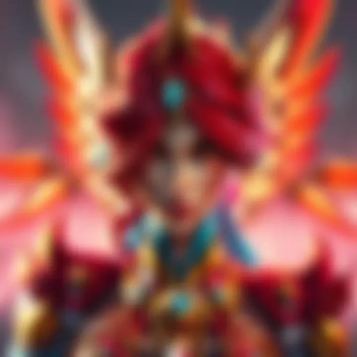 A close-up of Mercy's new Mythic skin showcasing its vibrant colors and intricate design details.