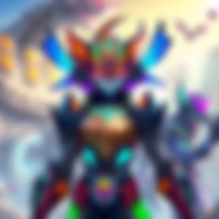 Artwork of Mesa, a new heirloom character, with a futuristic design and vibrant colors, set against a backdrop featuring Tennocon event elements.